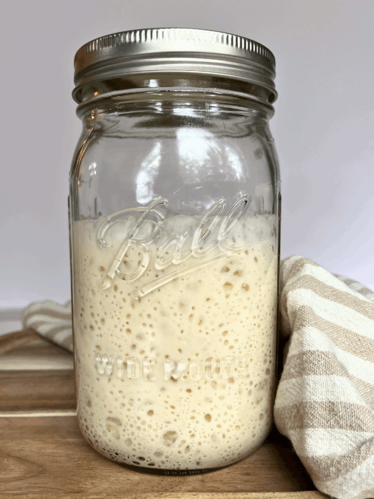 sourdough starter in a jar